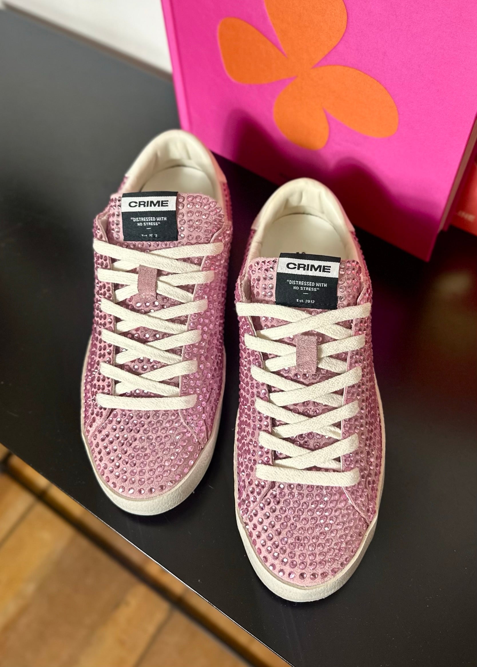 Baskets Crime London Pink Full strass