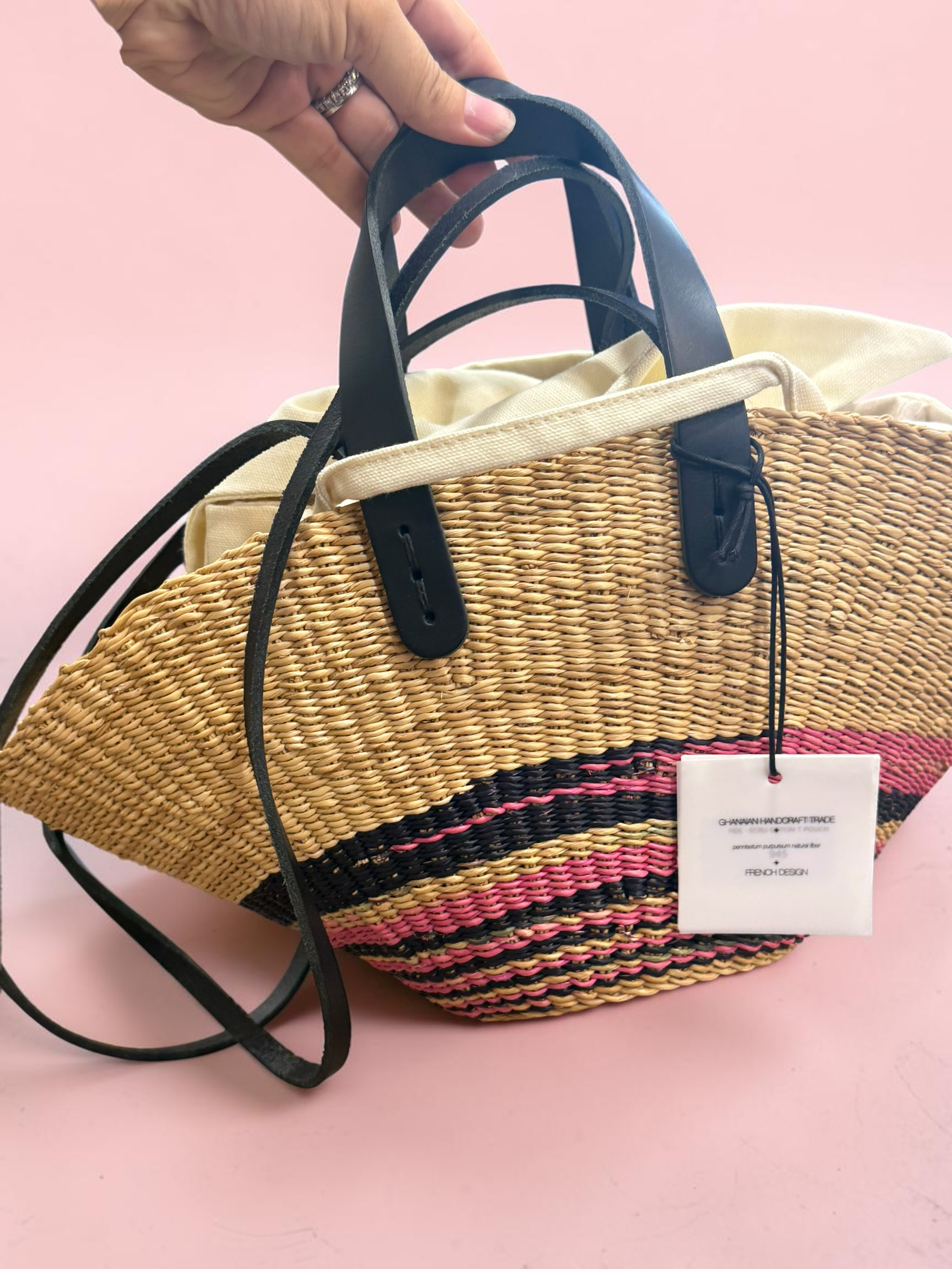 Panier Muuñ Mini Pacha- Pink - Black Handles