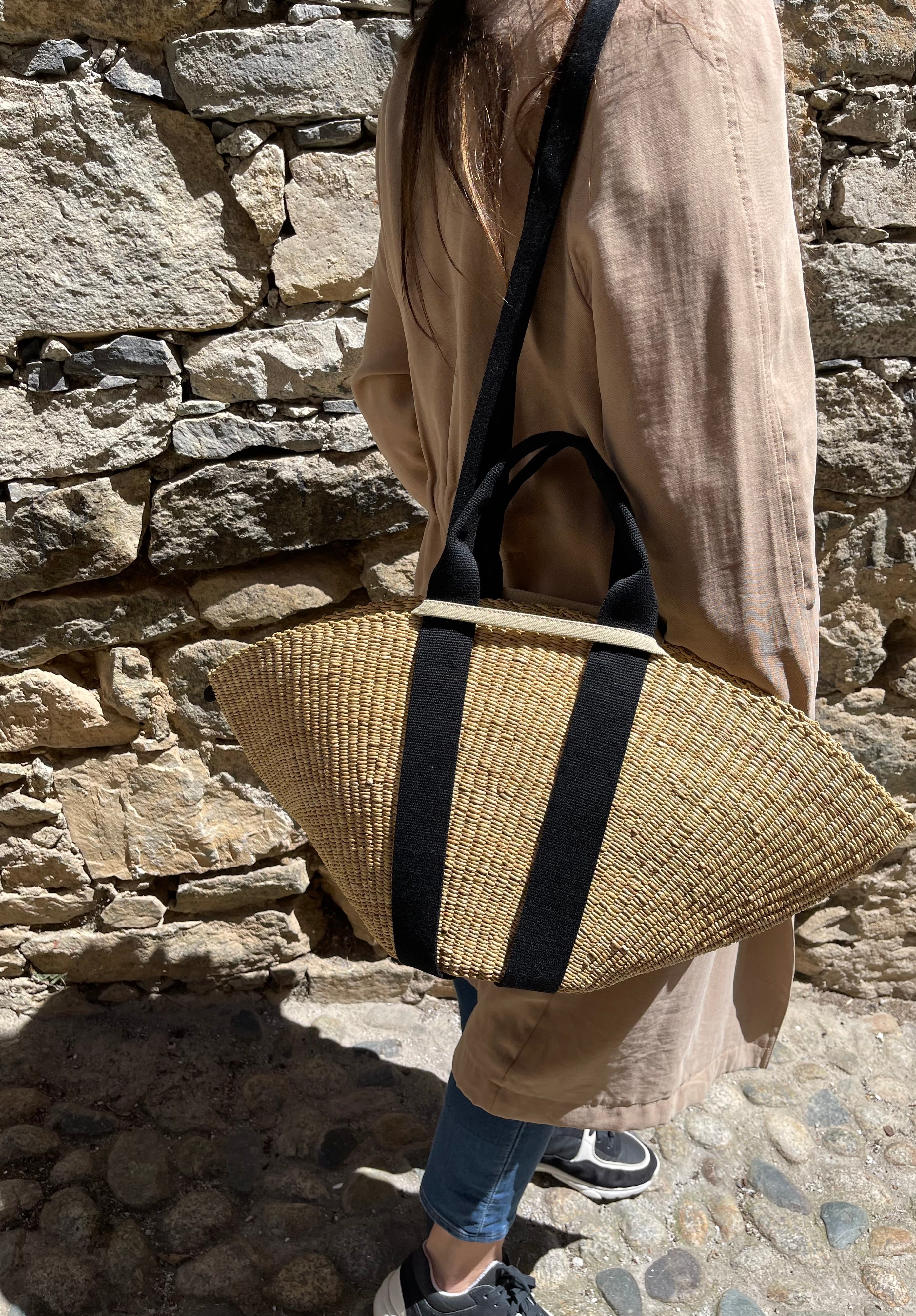 Panier Muuñ Sophie - Natural - Black Handles - Ecru T pouch Muuñ