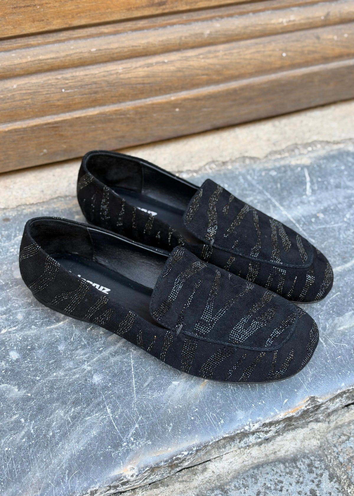 Mocassins Lola Cruz Larissa noir strass Lola Cruz
