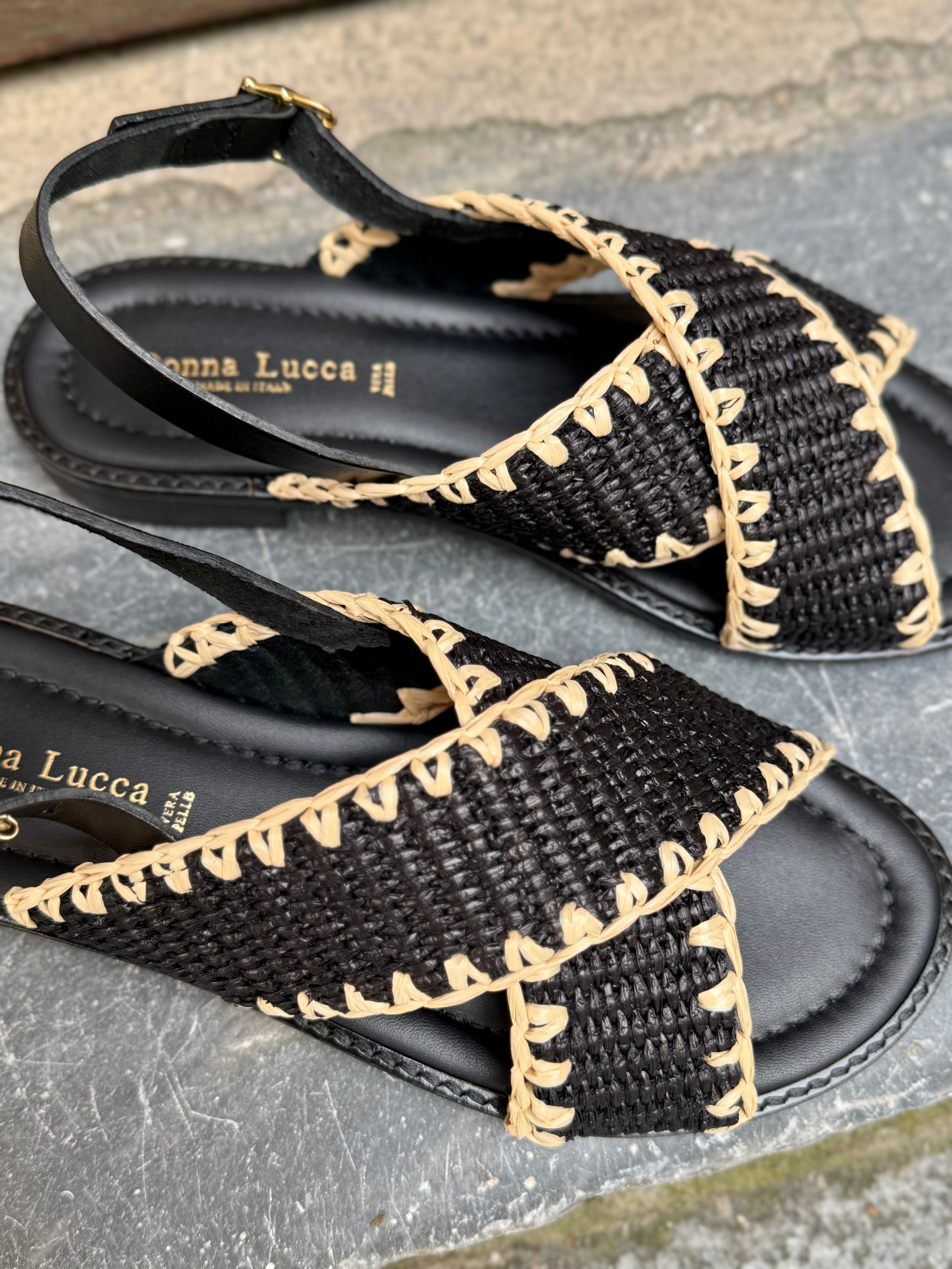 Sandales Donna Lucca 1812 raphia noir Donna Lucca