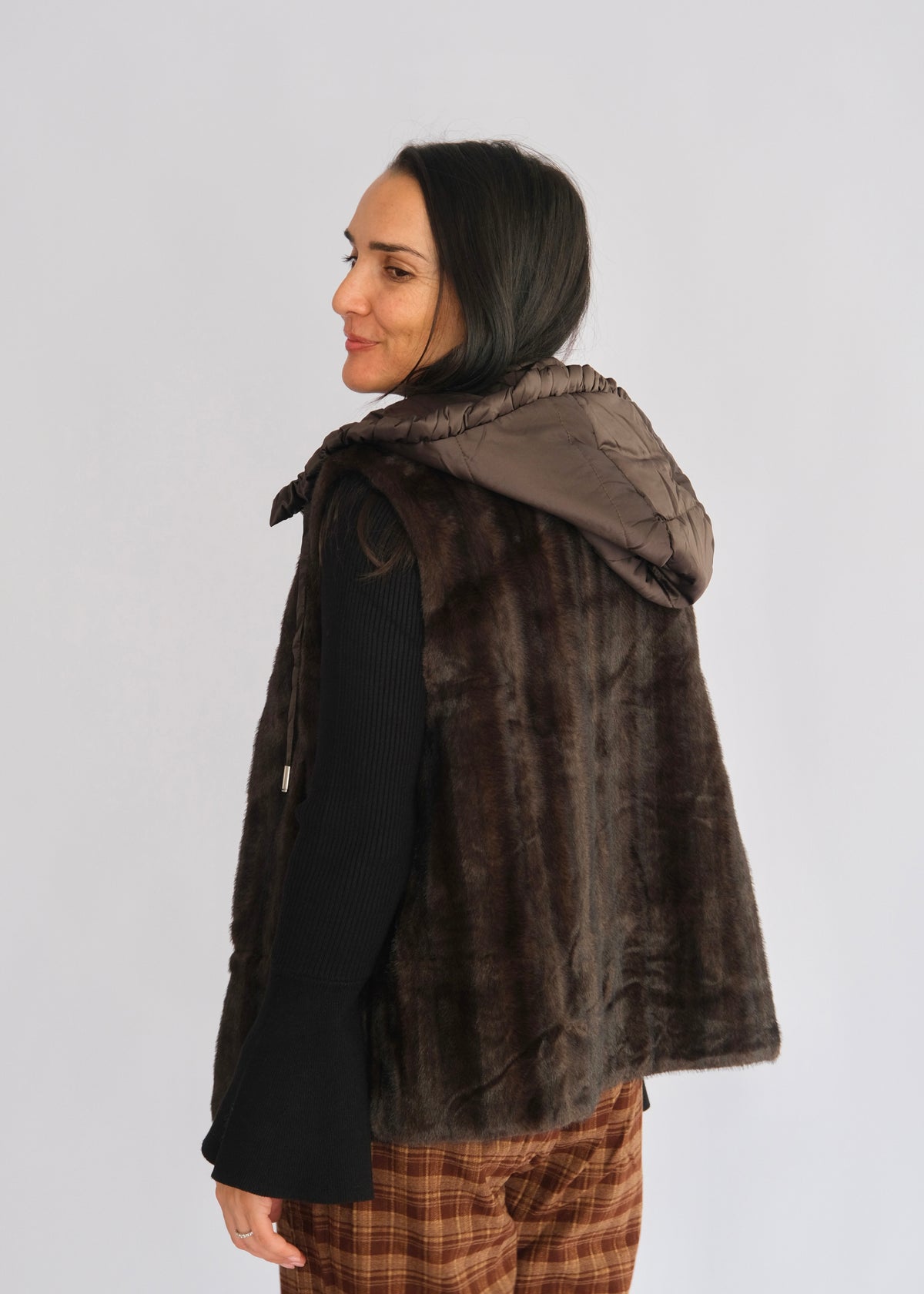 Veste sans manches - fausse fourrure - Marron