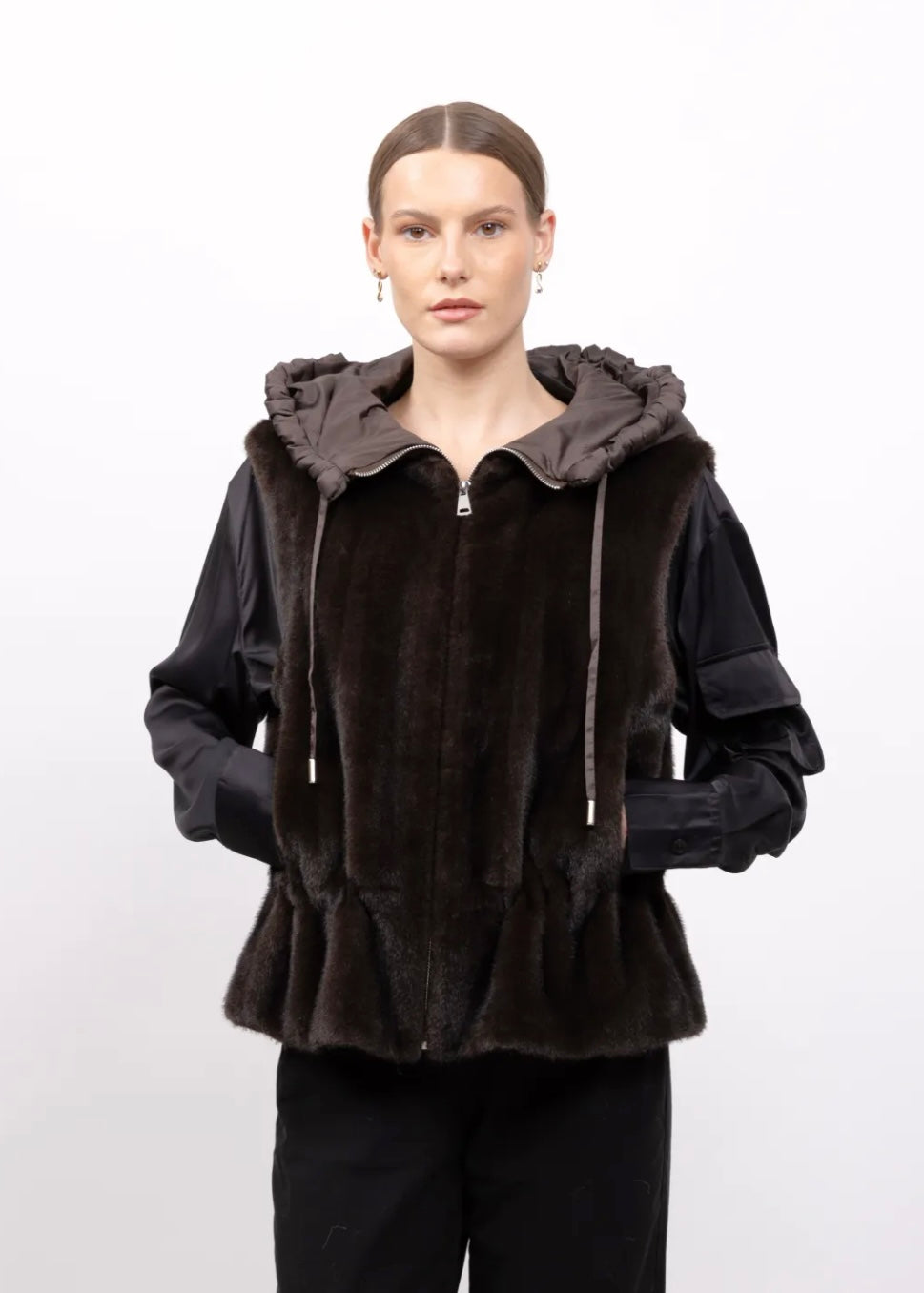 Veste sans manches - fausse fourrure - Marron