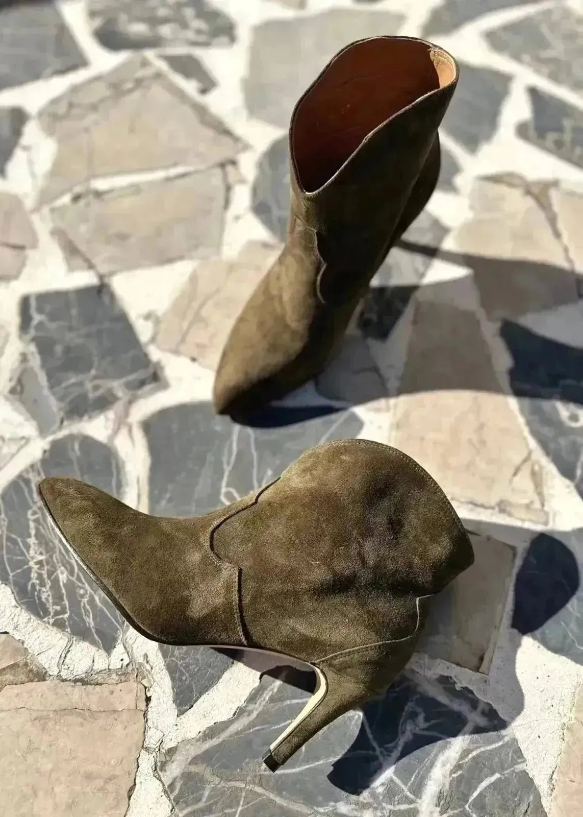 Bottines à talons Toral Selene suède Olive - L'adresse Corte