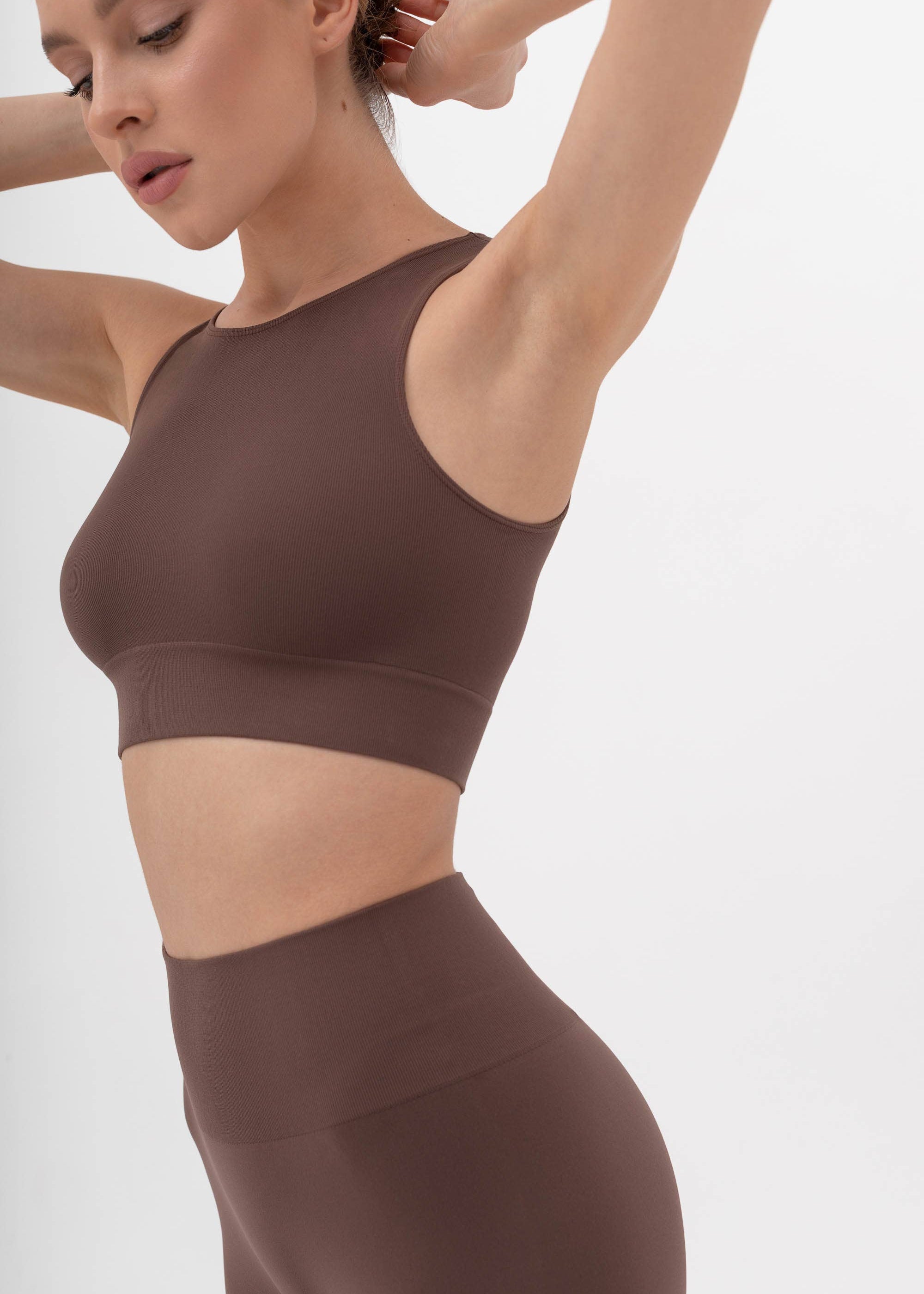 SIAWEAR - Sportsbra Light Ribs COFFEE Yoga Pilates 🇮🇹 SIAWEAR