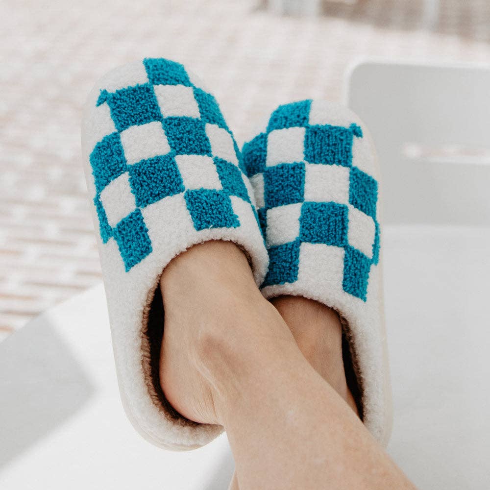 Chaussons - Carreaux turquoise