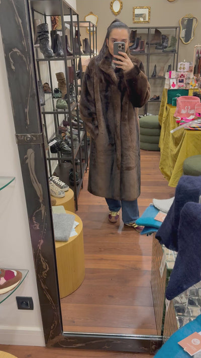  MANTEAU LONG EN FAUSSE FOURRURE À RAYURES KZELL PARIS